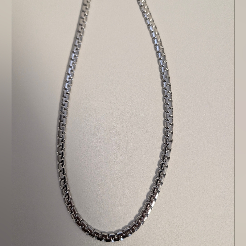 Stainless Steel Silver-Tone Box Link Chain Necklace